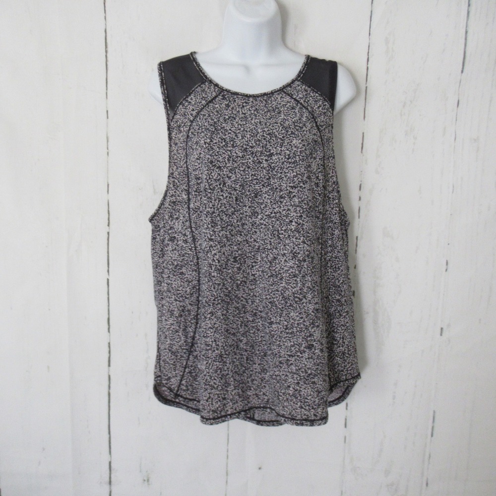 Lululemon Sculpt Tank Top 12 Black Print Cut Out Back Yoga Running